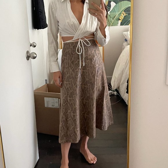 Snake Print Pleather Skirt - Picture 1 of 2